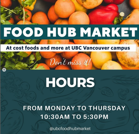 Food Hub Market banner with operating hours - Monday to Thursday, 10:30 am to 5:30 am